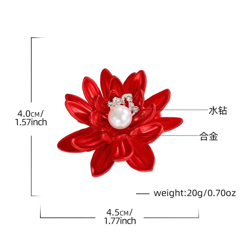 National style red lotus brooch high-end exquisite peony brooch niche design pin women s clothing accessories
