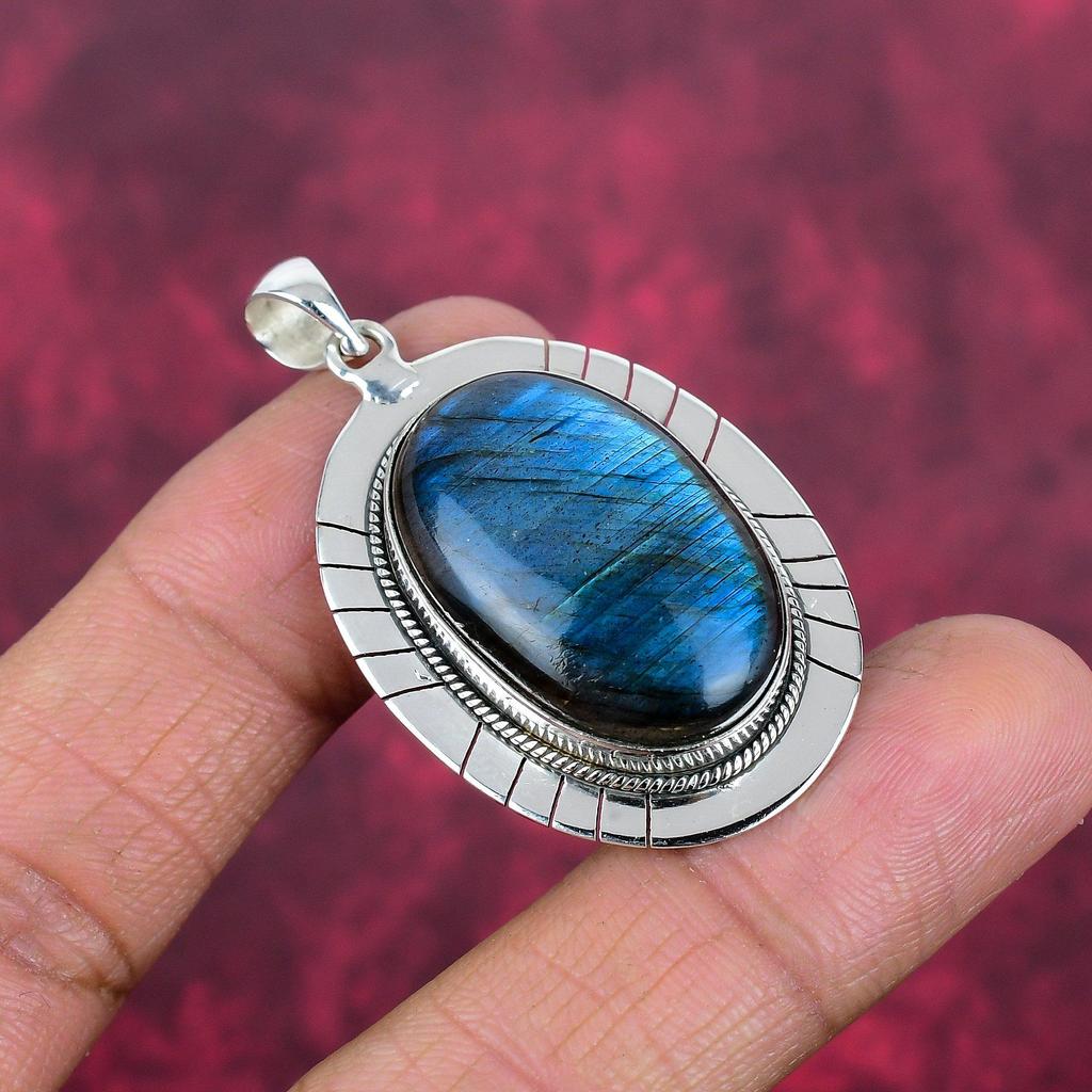 Labradorite Gemstone Jewelry, 925 Solid Sterling Silver Pendant For Her, Handmade Gorgeous Pendant For Love