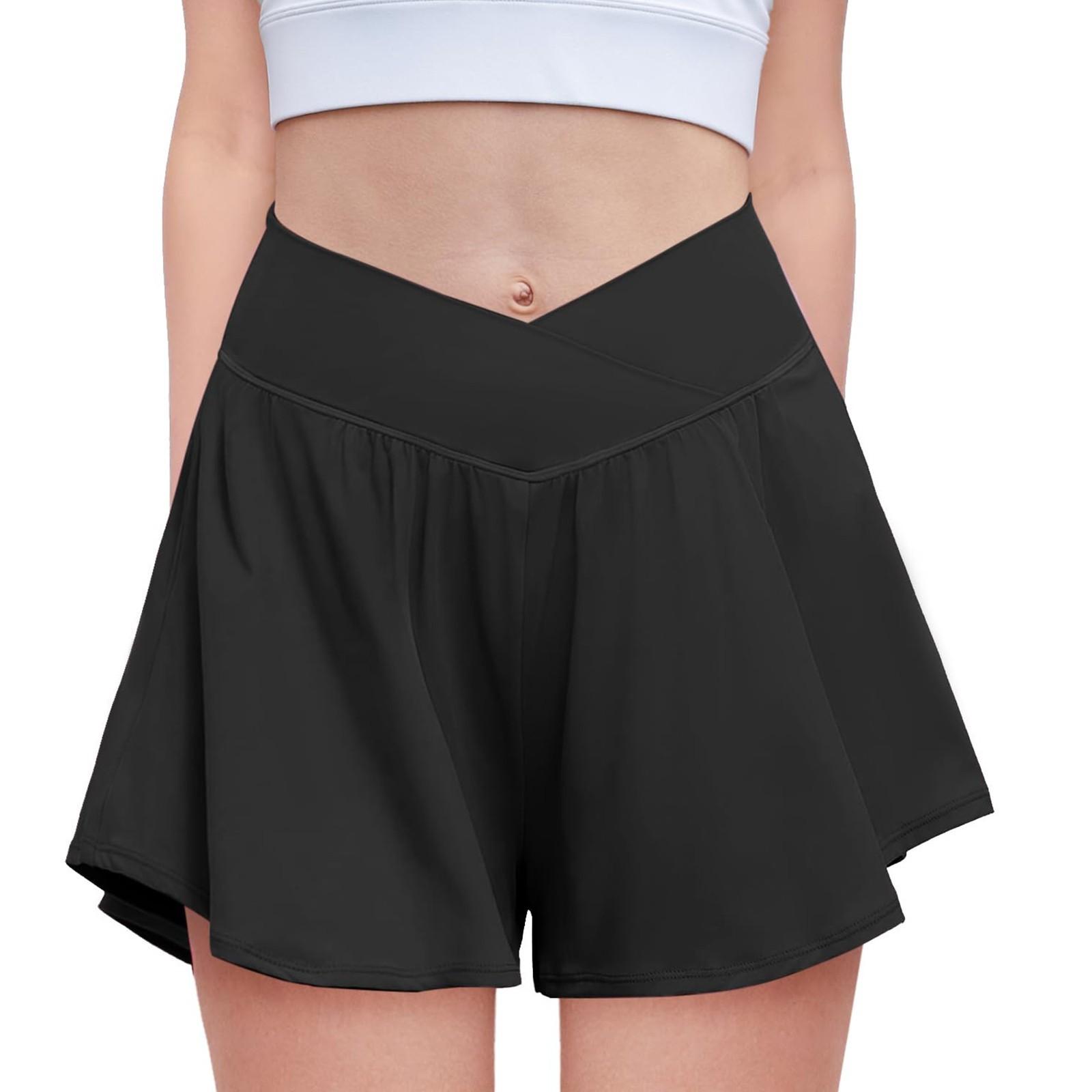 

Юбка для йоги и велоспорта для девочек с карманом, имитация двухкомпонентной одежды, юбка 120 чёрный