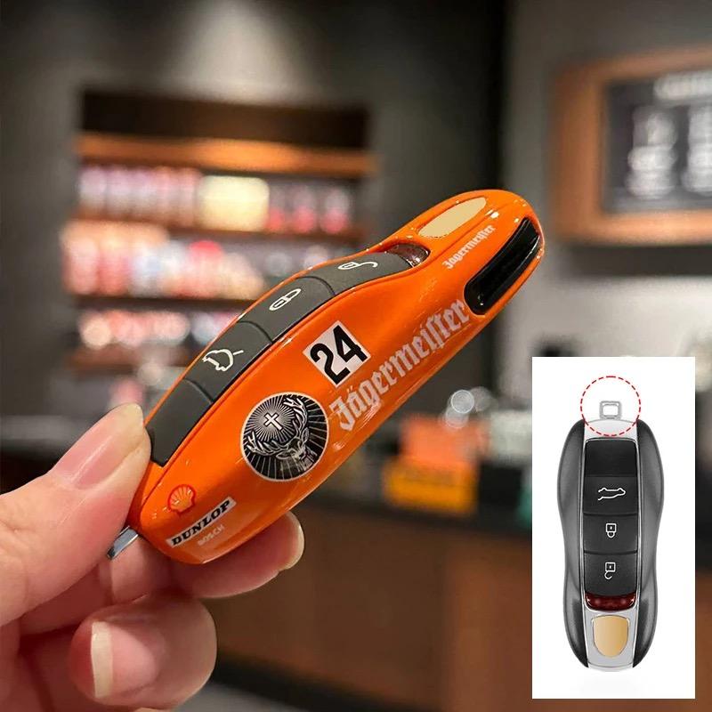 AABKW1 Lava Orange Car Key Case ABS Protective Fob Cover For Porsche Cayenne Macan Panamera 718 Taycan 911 Key Interior Accessories