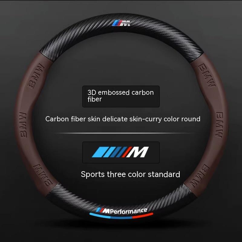 For BMW M X1 X3 X5 X6 X7 G20 G30 I3 I4 E36 E39 E46 E87 E90 E92 F10 F15 F20 F25 F30 Carbon Fiber Leather Car Steering Wheel Cover