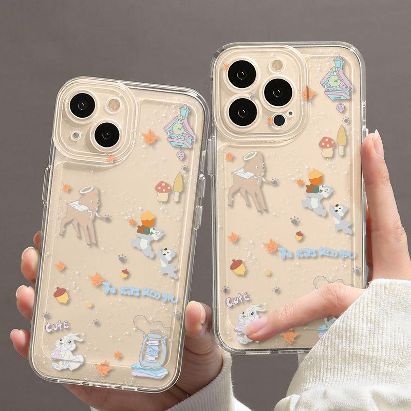 

Cartoon Deer and Rabbit Soft Shell Case for Apple 17/16/15/14/13 Pro Max iPhone XR