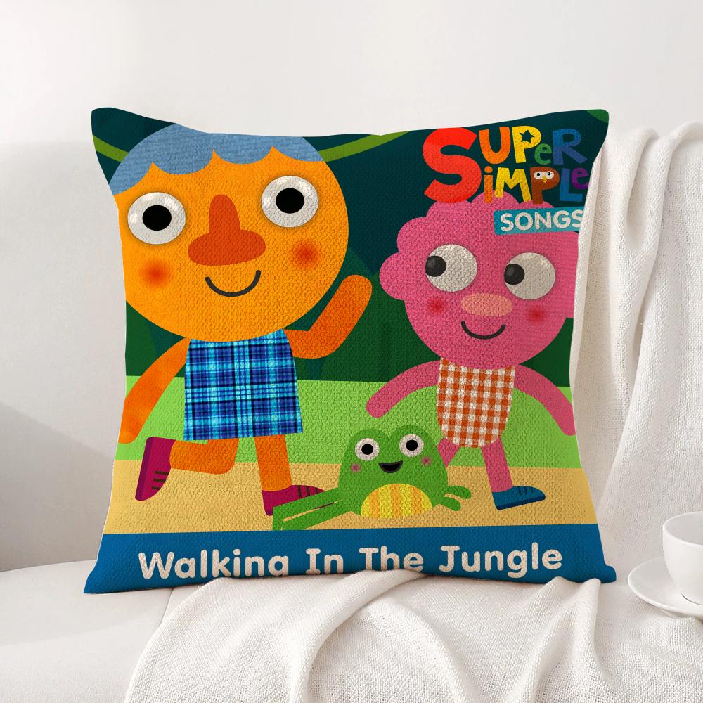 Cartoon Noodle Pals Cushion Cover Natural Linen Organic Fabric DoubleSided Printing Sofa Home Decor Breathable Bed Pillow