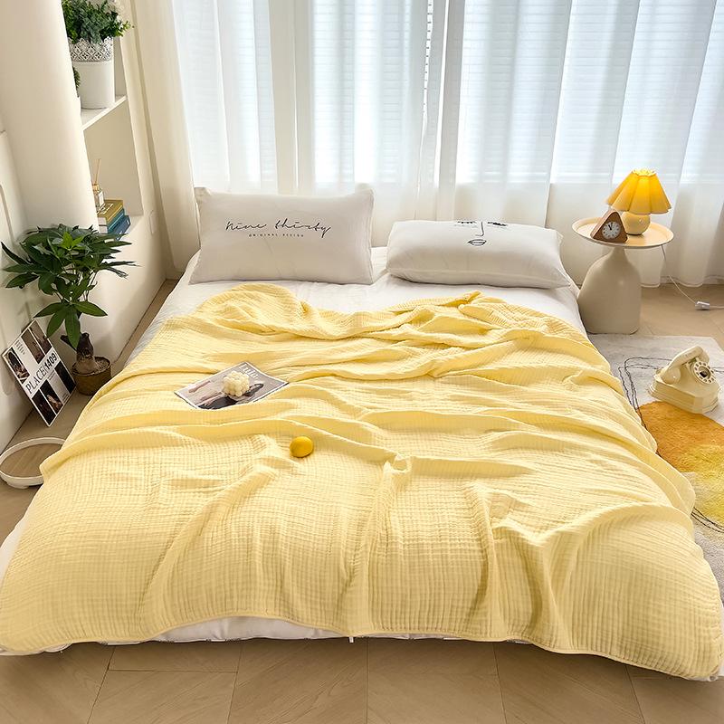 Adult Large Gauze Blanket, Suitable for Use on Sofas or Beds for Napping. The Fabric Is Light Beige Friendly, Soft, Gentle, and Non Irritating