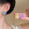 Ear Bouquet Dopamine Summer Atmosphere Sweet Flower Stud Earrings Girl Heart Handmade Age-Reducing Colored Earrings