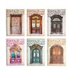 10-Sheet Vintage Wooden Door Theme Hard Card Stickers, Retro Door Frame Patterns & Sturdy Material, for Journal DIY