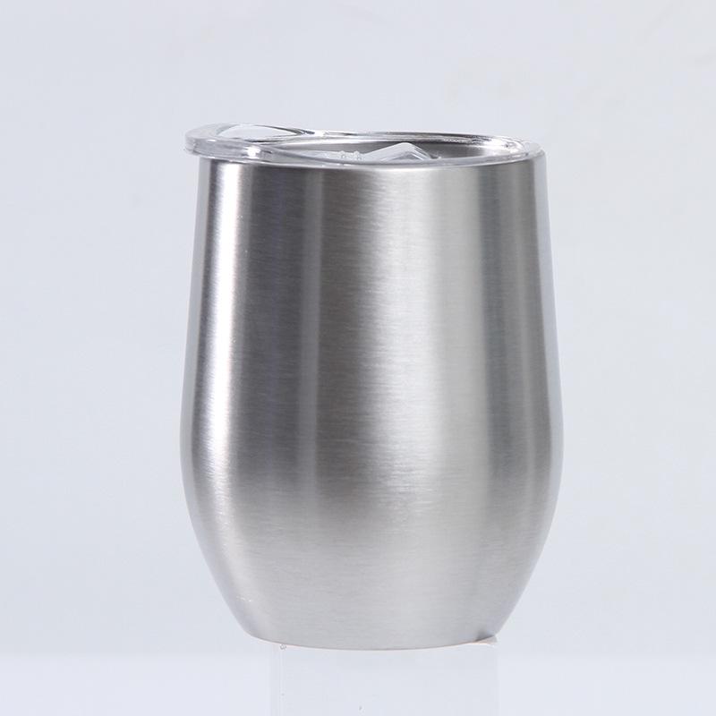 12oz Eierschalenförmiger U-förmiger Edelstahl-Vakuum-Weinbecher mit Bauchdesign