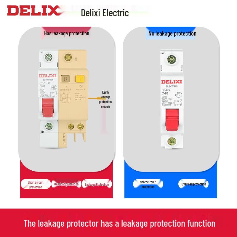 Delixi Air Circuit Breaker: 1P, 2P, 3P, 4P Options for Household and Three-Phase Systems (25A, 32A, 40A, 63A)