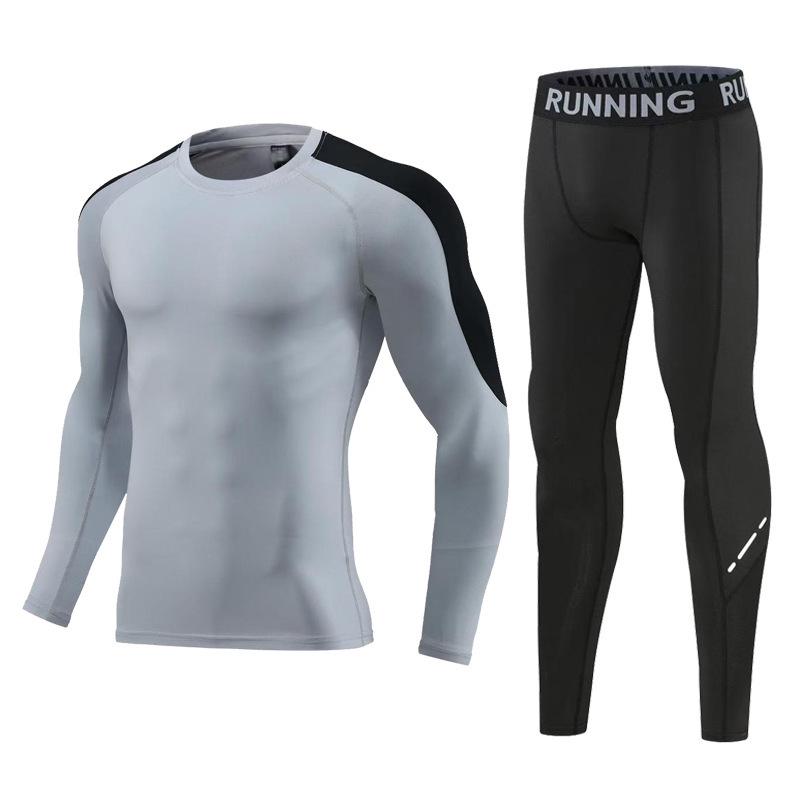 Unisex Quick-Dry Compression Sportswear Set: Long Sleeve & Elastic Pants for Fitness and Running