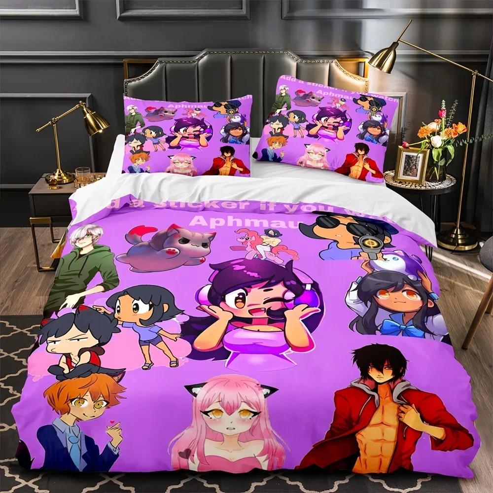 Conjunto de Cama APHMAU Solteiro Twin Completo Queen King Size Kawaii Conjunto de Cama Aphmau Aldult Criança Quarto Conjuntos de Capa de Edredom Estampa 3D Cama Anime