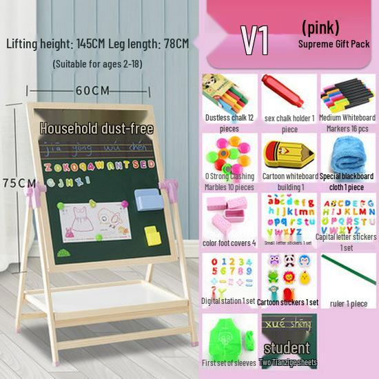 Double-Sided Magnetic Doodle & Writing Easel for Toddlers - Dust-Free Blackboard