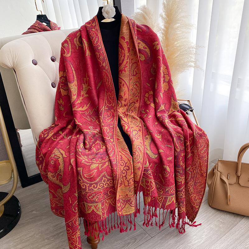 Ethnic Shawl Women's Scarf Scarf Jacquard Cashew Fringe Women's Long Scarf Shawl,Warm Scarf Shawl Outerwear