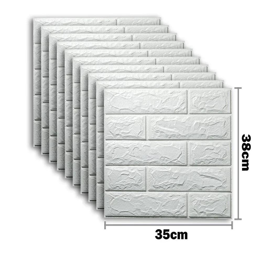 

Foam 3D Thickened Wall Stickers Self-adhesive Decorative Wallpaper Panels for Living Room Bedroom Dorm Moisture-proof Wallpaper 25pcs(35X38cm) белый