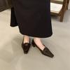 2025 autumn French commuter versatile small leather shoes women's square head thick heel shallow mouth high heel temperament one pedal loafers