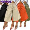 Moda feminina casual cor sólida estampa calças e capris