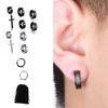 10 Pcs Cross Ear Clip Titanium Steel Men Rock Style Clip On Hoop Earrings Individually Packed Lightweight Fashionable