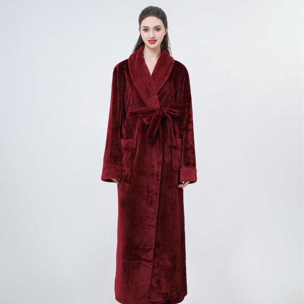 Peignoir de bain en flanelle épaisse de style européen et américain pour l'automne et l'hiver