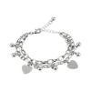 Women Bracelet Hollow Chain Heart Pendant Double-layered Lobster Clip Titanium Steel Bead Adjustable Length Electroplated Wrist Jewelry