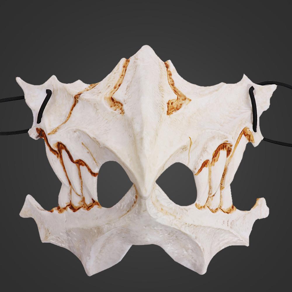 Halloween Horror Skull Mask Animal Bone Teeth Skull Horror Half Face Cover Halloween God Tengu Cosplay Costume Props Decoration