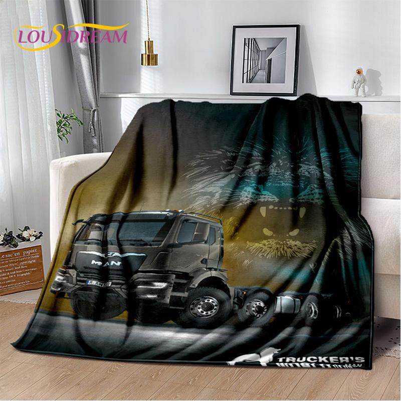 HD Man Truck Lorry 3D Printing Soft Flannel Blankets,Throw Blanket Comfortable Blanket for Picnic Beds Sofa Home Bedroom Gifts