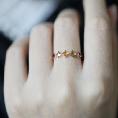 Ring Damen Mehrfarbig Einlegearbeit Ring Mode Exquisit Temperament Hunderte von Hochwertigem Gefühl Verstellbare Größe Art Deco Geometrischer Ring