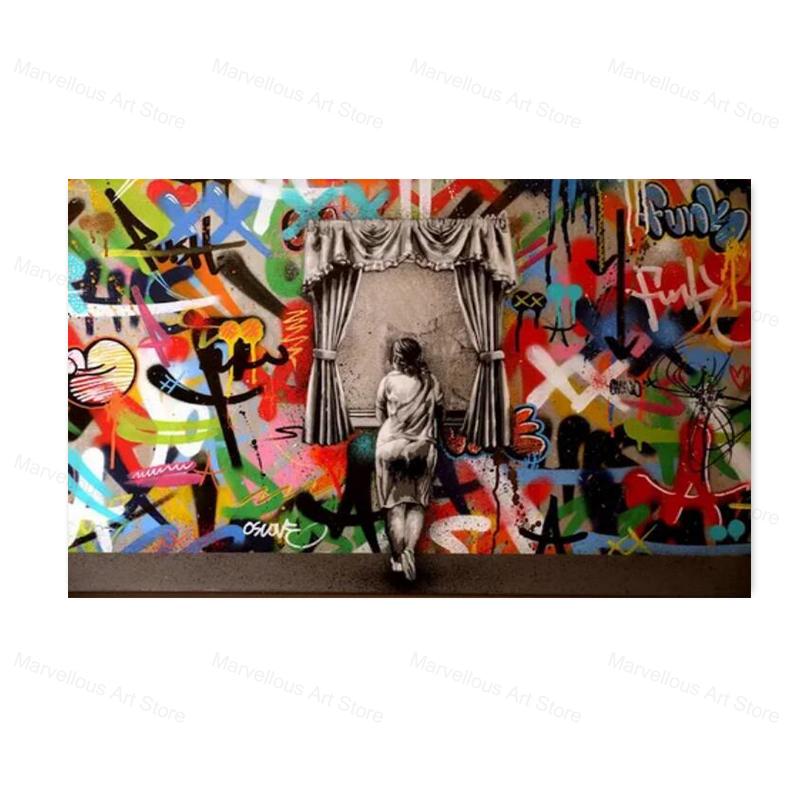 Banksy Graffiti Pop Art Chłopcy i Dziewczęta Plakaty i Wydruki Malarstwo Na Płótnie Sztuka Ścienna Obrazy Do Salonu Dekoracja Domu