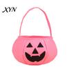 Portable Candy Storage Bag Halloween Pumpkin for Kids, Reusable Non-Woven Trick or Treat Bucket, Bags Face Snack Holder Basket with Handle Party