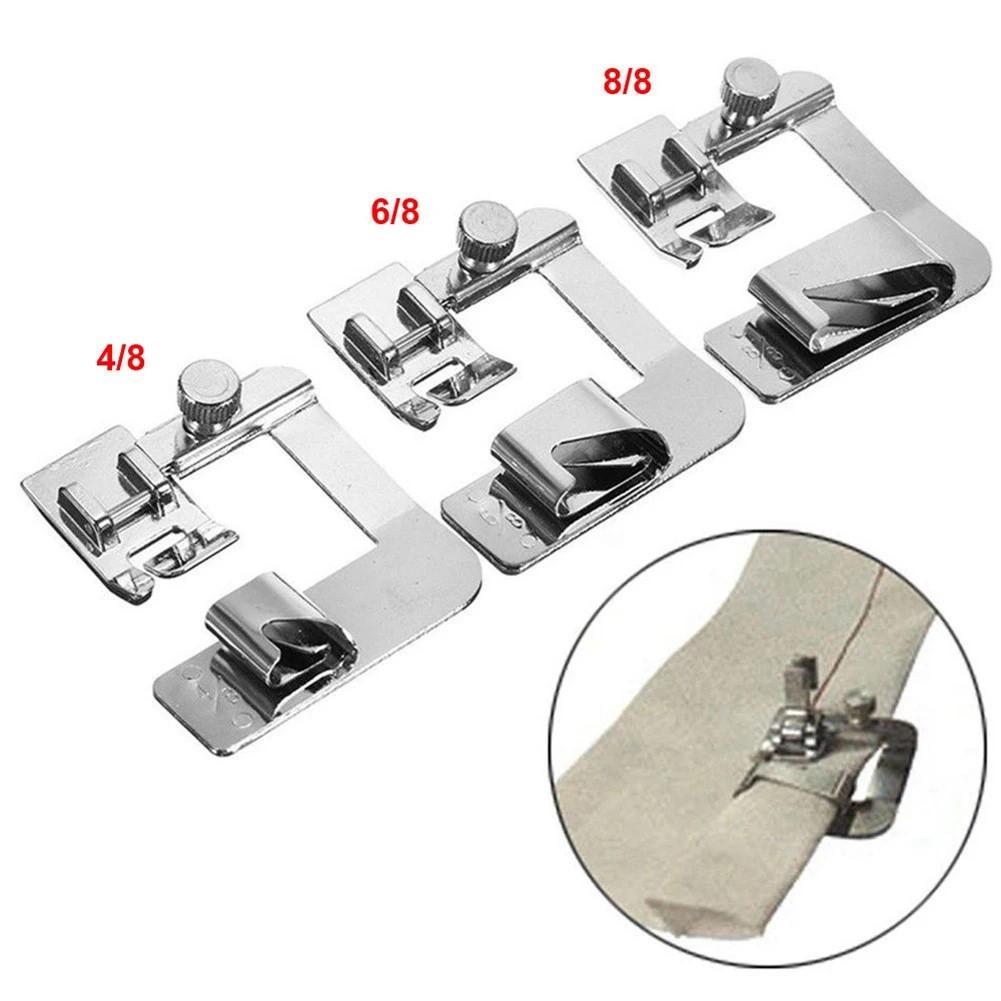 3Pcs Sewing Machine Presser Foot Domestic Sewing Machine Foot Presser Foot Rolled Hem Feet for Brother Singer Sew Accessories