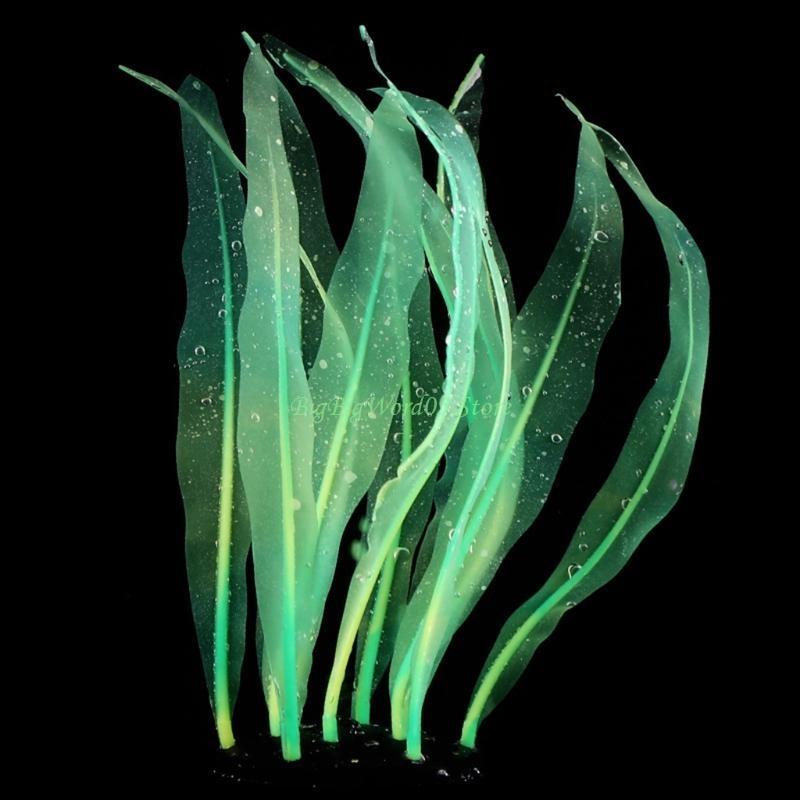 

24TE Aquarium Decoration Artificial Kelp Resin Seaweed Ornament Move with Water зелений