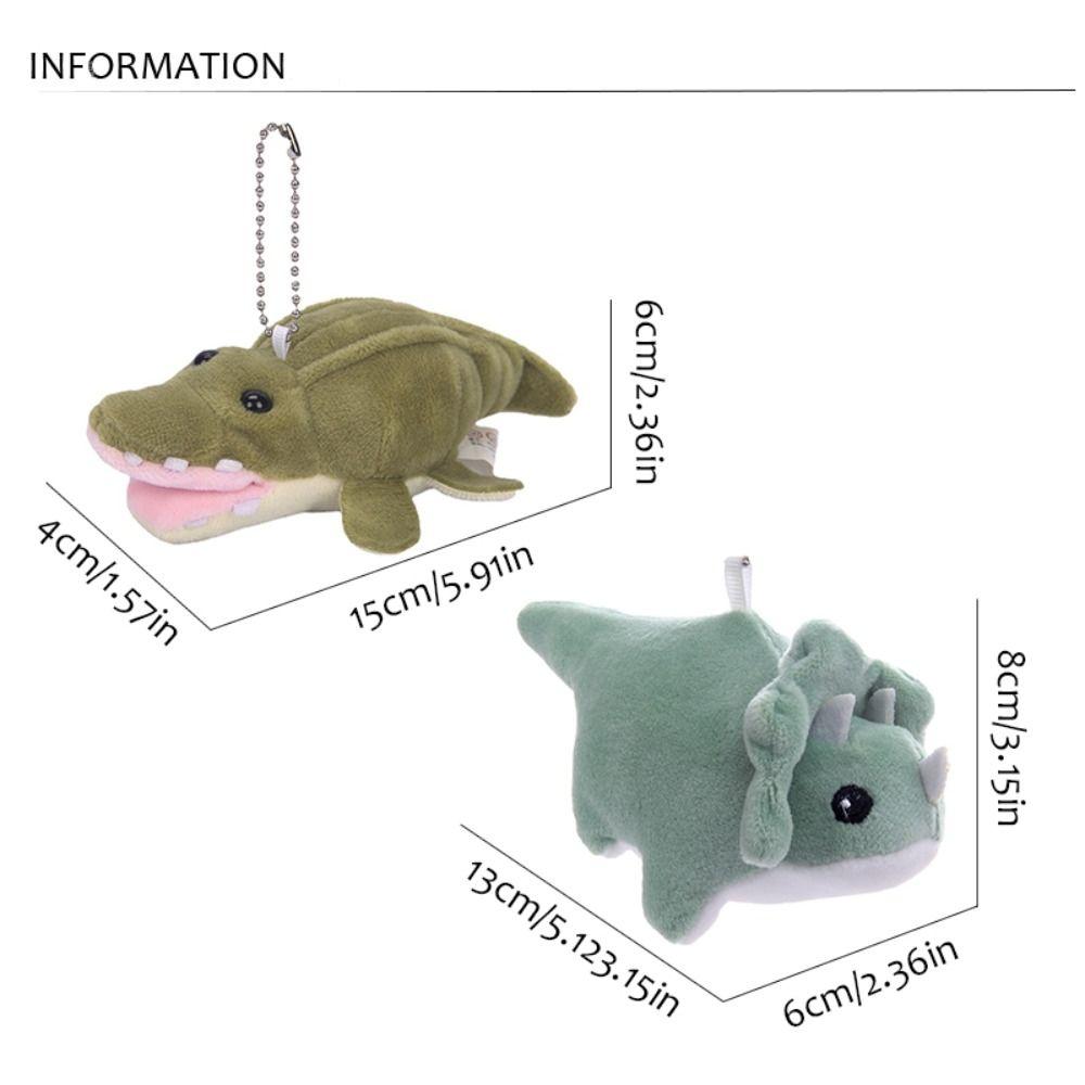 Cartoon Dinosaur Plush Keychain Soft Triceratops Keyring Funny Dinosaur Doll Pendant Girls
