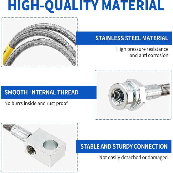 89715 Stainless Brake Lines, Front & Rear Extended Brake Lines (89702 & 89703) For 4"-6" Lift, Compatible With 1987-2006 4WD Jeep Wrangler TJ YJ XJ,