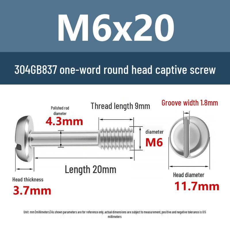 Yigu 304 Stainless Steel Pan Head Captive Screw M3/M4/M5/M6