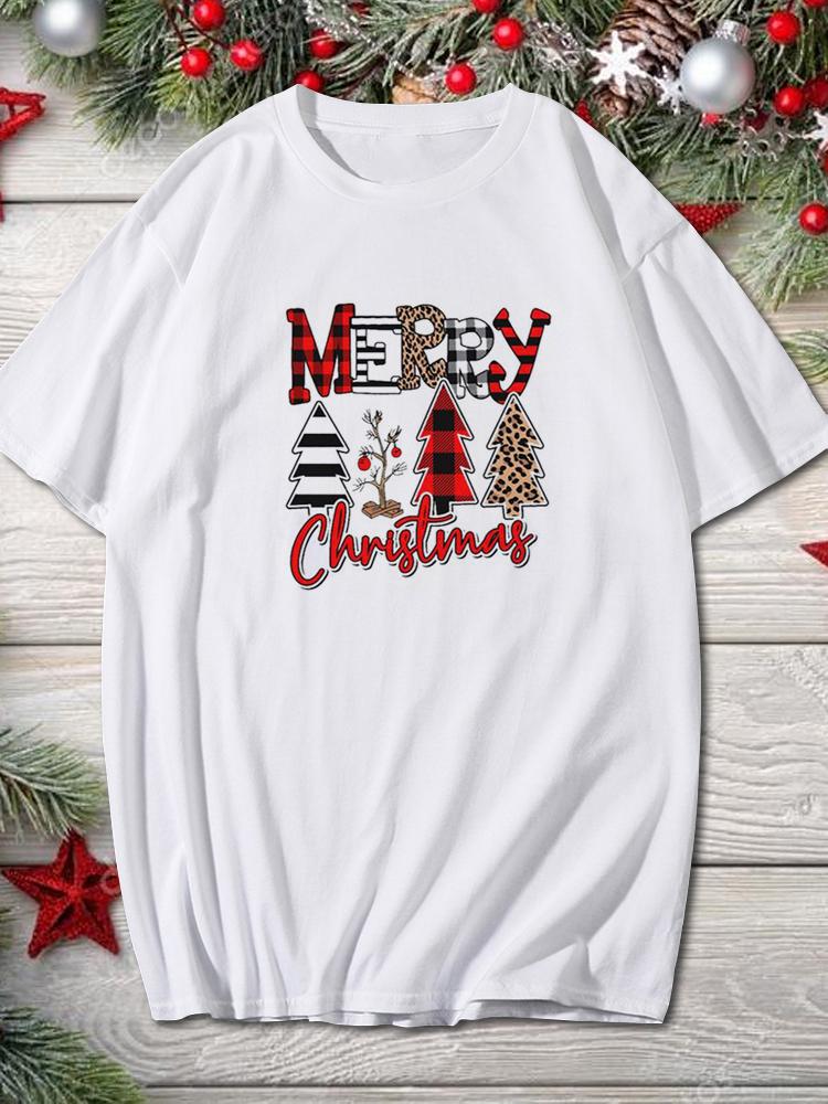 2025 Merry Christmas Women Holiday Fashion T Shirt Trend Graphic T-Shirts Holiday Tshirt New Year O-Neck Cartoon Top Xmas Gifts
