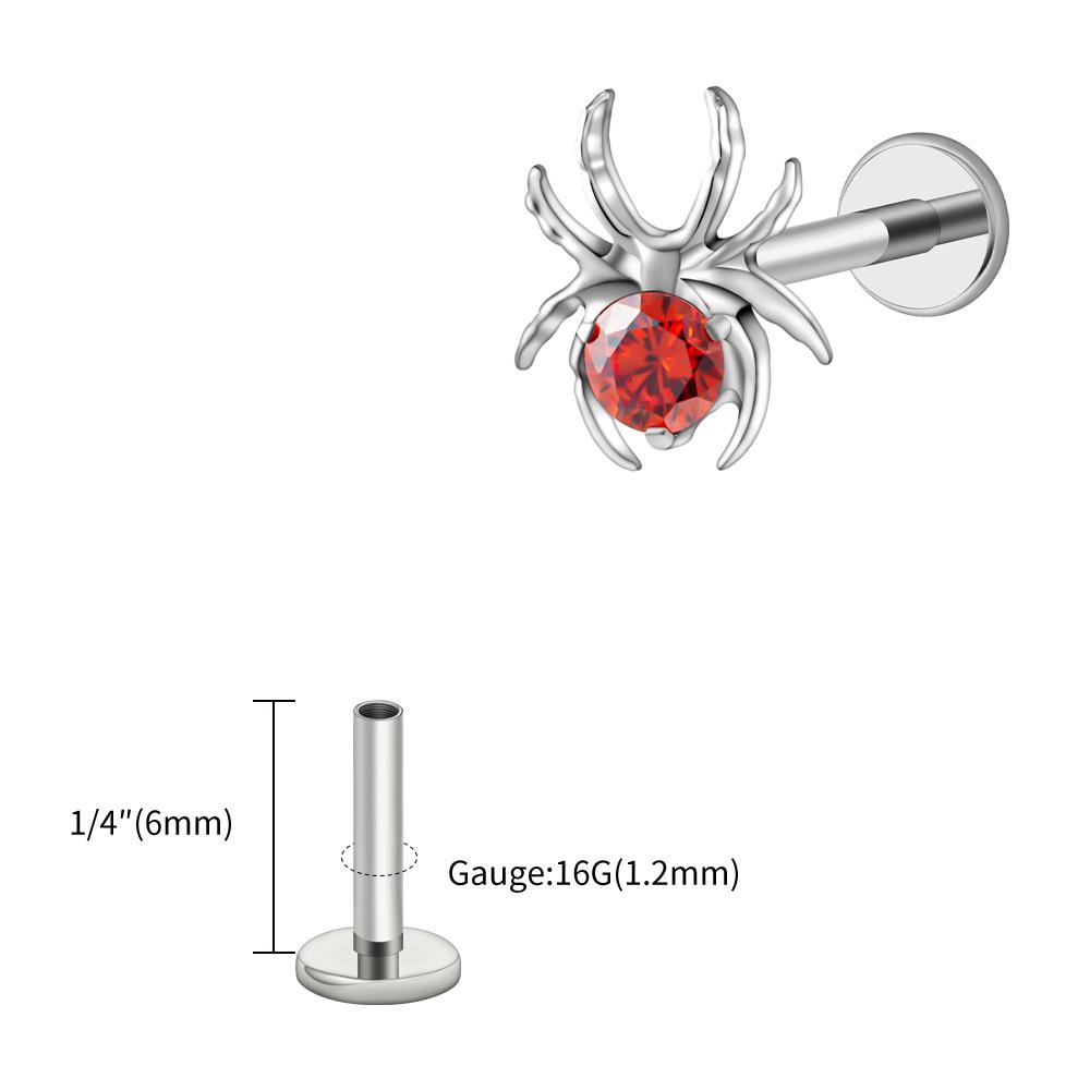 Right Grand ASTM F136 Titanium 16G CZ Spider Cartilage Earring Animal Spider Helix Tragus Lobe Stud Halloween Piercing Jewelry