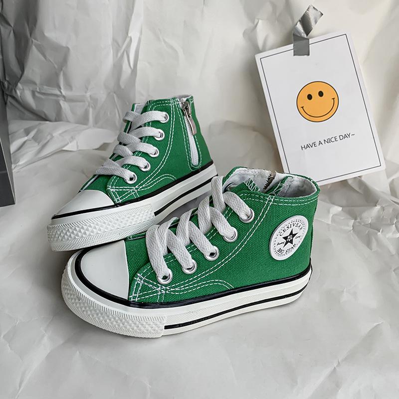 

Дитячі полотняні туфлі Осінь 2025: Високі та низькі кеди для хлопчиків та дівчаток, корейський стиль, м яка підошва, модні дитячі кросівки (Розміри S, M, L). 26