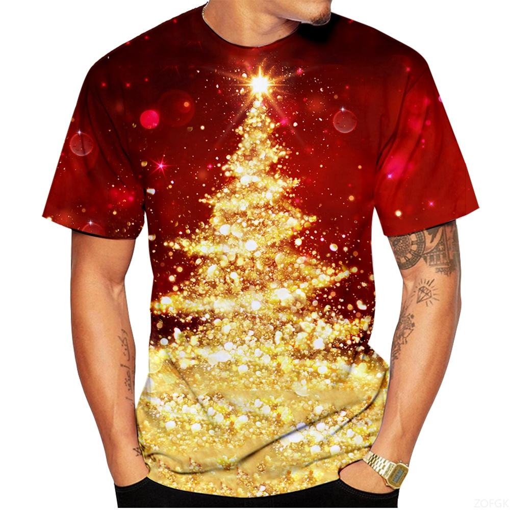 Fashionable Christmas Men's T-shirt, Casual Men's Short Sleeved T-shirt, Round Neck Shirt, Personalized Casual Loose Clothing