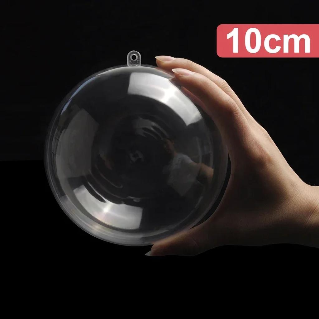 5/6/8/10CM Christmas Transparent Balls Hollow DIY Plastic Fillable Bauble Xmas Tree Hanging Ornaments Home Party Gifts Box Decor