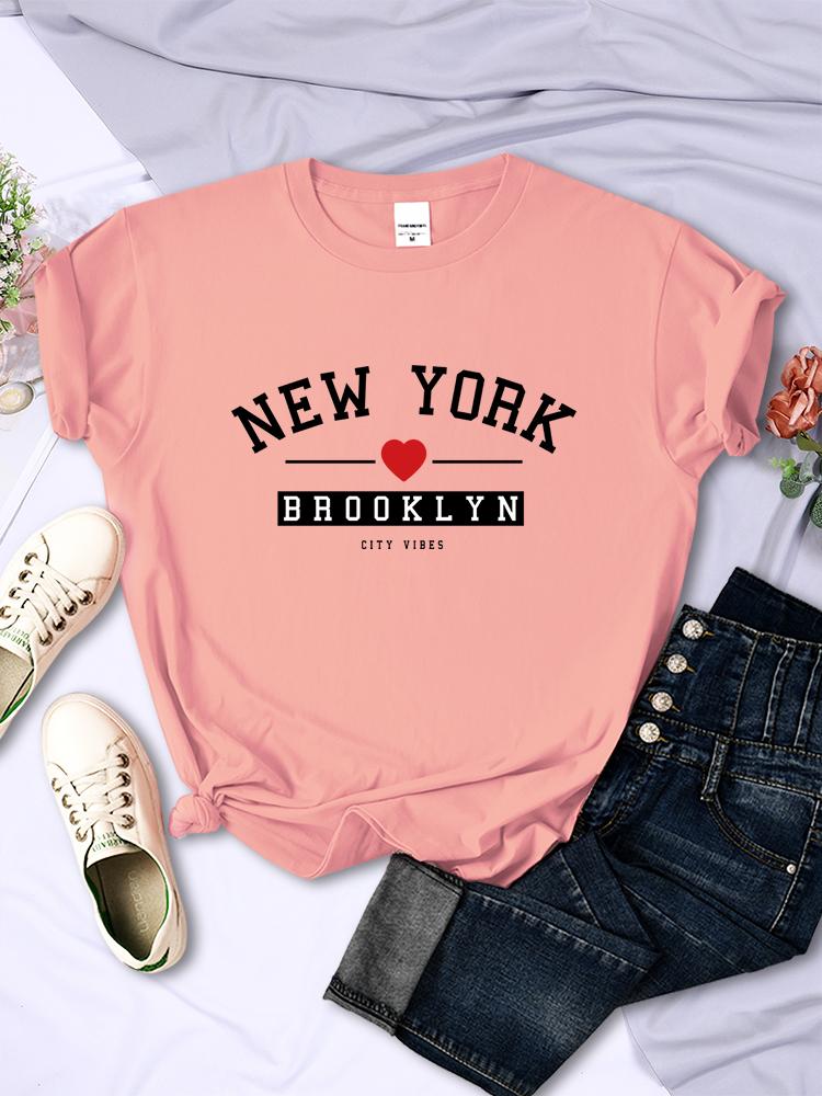New York Brooklyn City Vibes Letter Print T Shirt Women Breathable Casual Tshirt Street Hip Hop Crop Top Summer Fashion Clothes