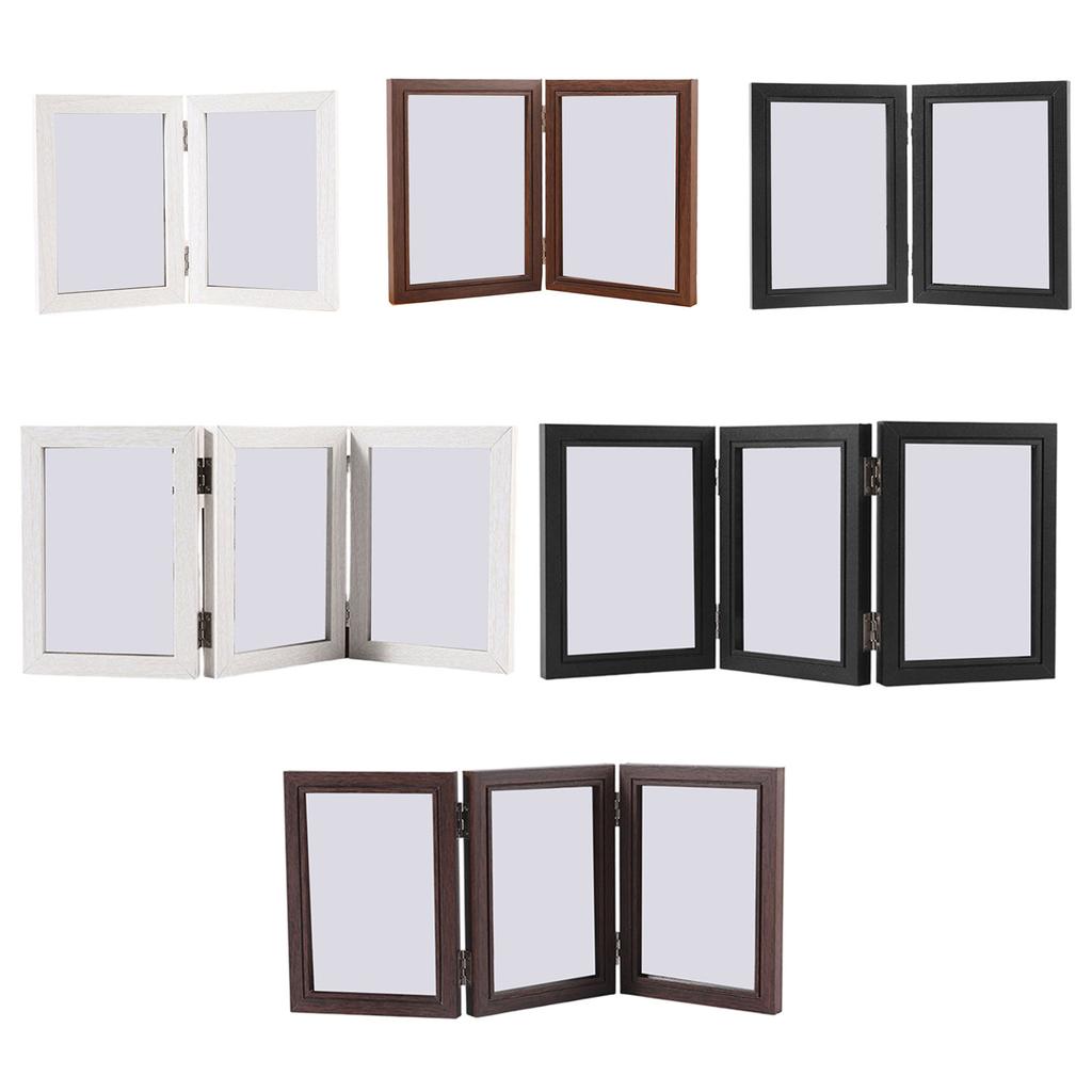 Picture Frame Hinged Folding Collage Photo Frame Multiple Wooden Desk Picture Frame with Glass Front Tabletop Decors