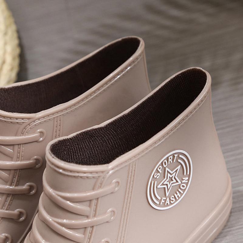 Warm Womens Rain Shoes Fur Winter Waterproof Boots Woman Galoshes Fashion Garden Rainshoes Plush Boot Brand