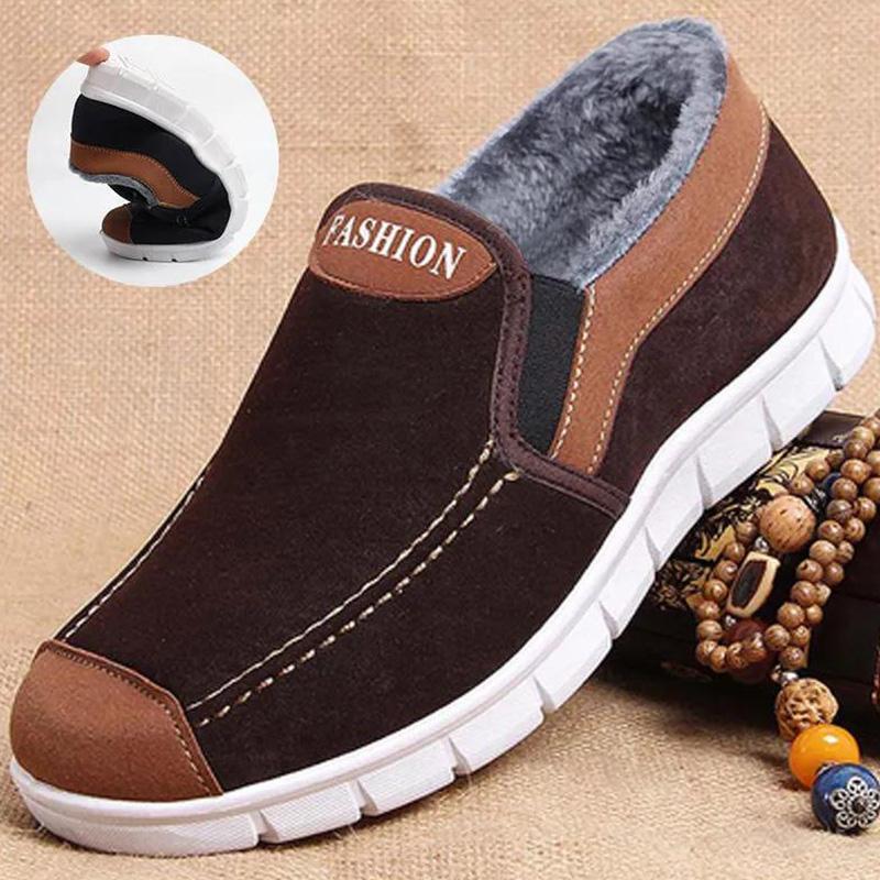 Zimní zateplená obuv pro seniory Zahuštěná bavlněná protiskluzová obuv Střední a starší Obuv pro volný čas Látková obuv Pánské