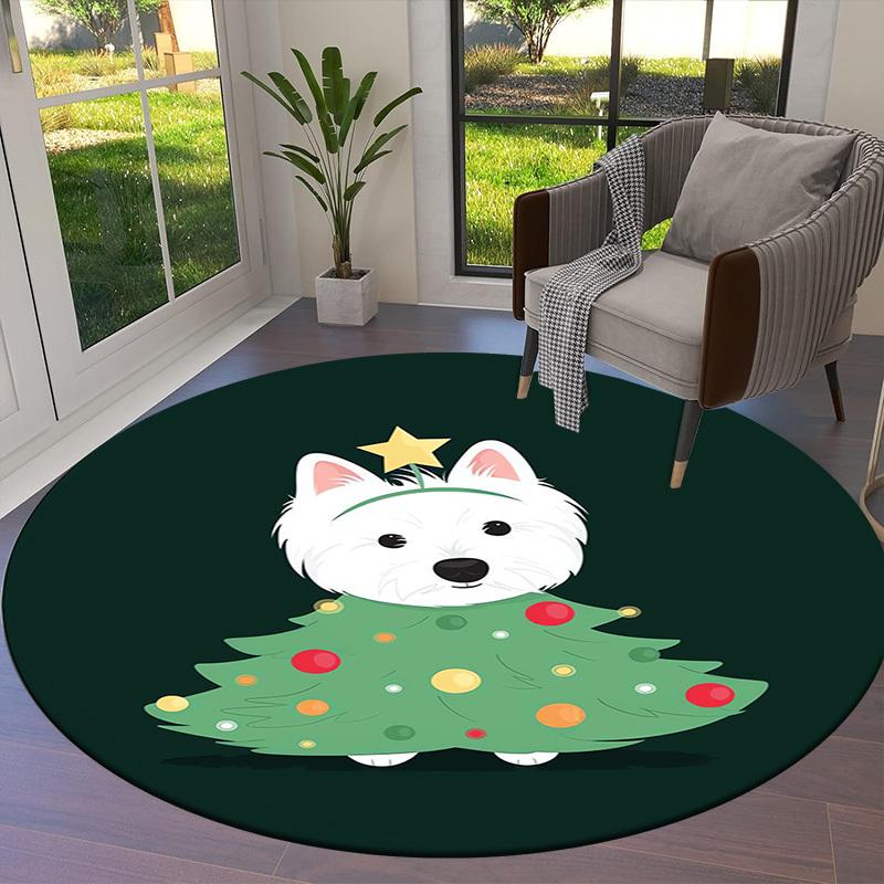 1pc Cute Dog Round carpet, Made of Polyester,Living Rooms, Or Bedrooms, a Cool Rug for The Living Room.ydt26197