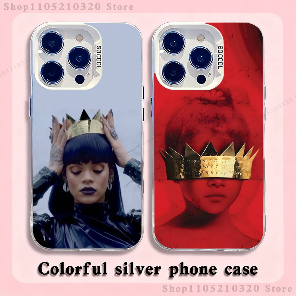 Pop Singer R-Rihanna Phone Case For iPhone 17,16,15,14,13,12,11,Mini,Pro,E,MAX White Matte Silicone Whtie Cover