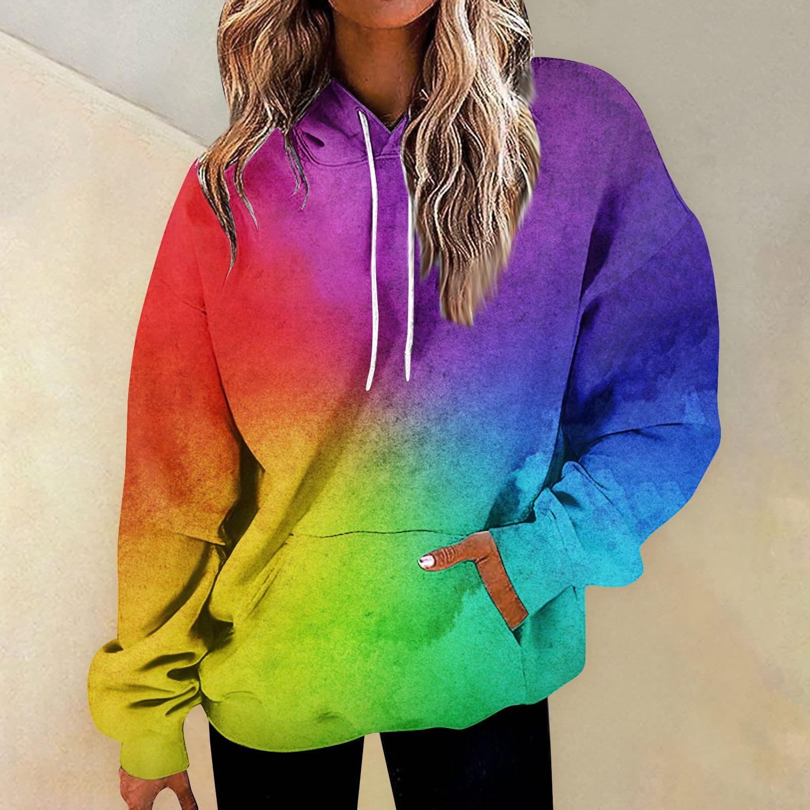 

Женская мода Повседневные Универсальные Повседневные толстовки с круглым вырезом Графика Повседневные с длинным рукавом Градиент Лоскутная верхняя одежда с принтом Толстовки L