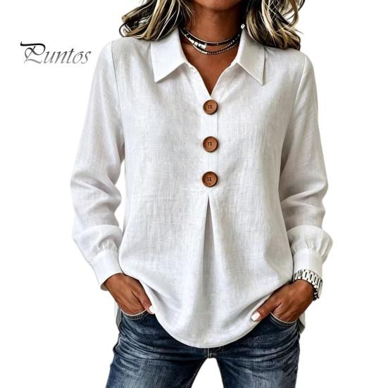 Women Button Down Shirts Shirt Blouse, Long Sleeve V Neck Loose Flowy Wrinkle Resistant Lightweight Breathable Tops Tunic Shirt, Casual Work