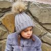 Winter Baby Hat Warm Knitted Hats For Kids Real Fur Pompom Beanie Solid Color Children Cap For Girls Boys