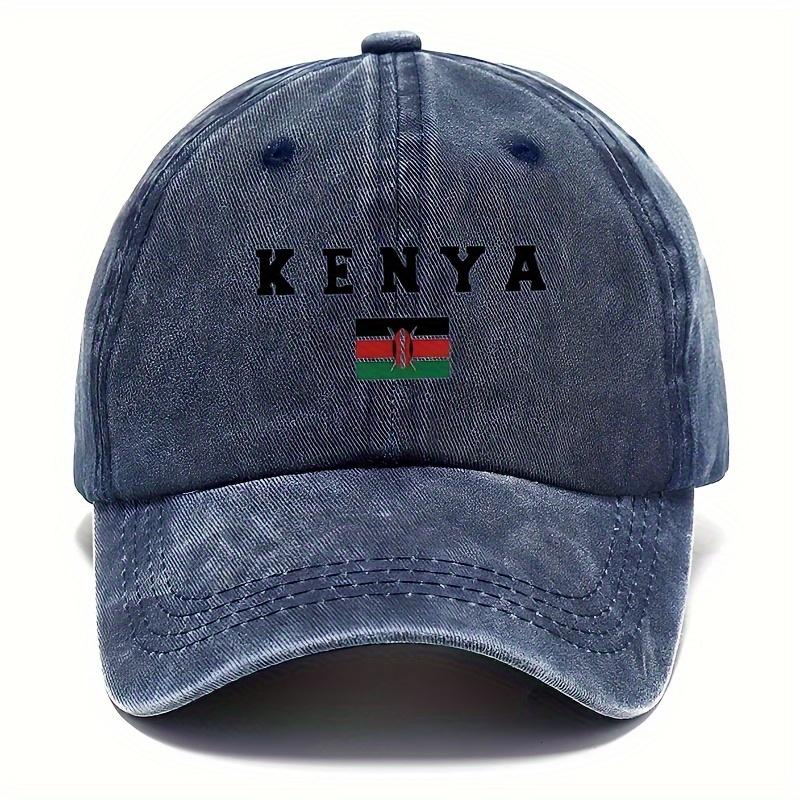 Kenya Flag Baseball Cap Distressed Grey Polyester Casual Adjustable Dad Hat for Men and Women