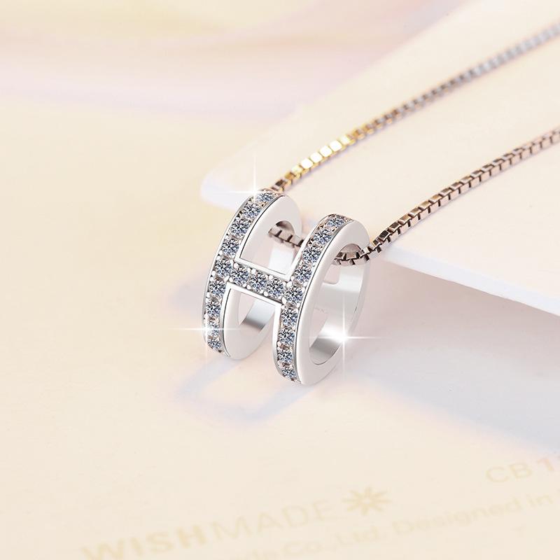 

Женское колье из стерлингового серебра 925 пробы с подвеской H из муассанита 925 Silver