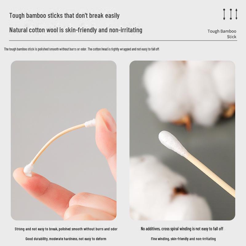 Doppelspitzen-Wattestäbchen zur Ohrenreinigung & für Make-up, Einweg & Hygienisch, Holzgriff, Spezielles Haushalts-Pack.