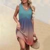 Women's Summer V-neck Casual Beach Vacation Style Gradient Sleeveless Patchwork Dresses